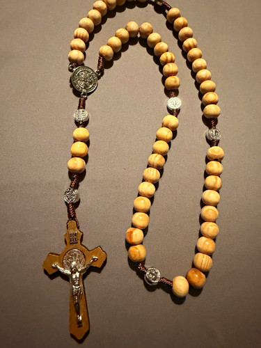 Wooden rosary beads with inri - beads,