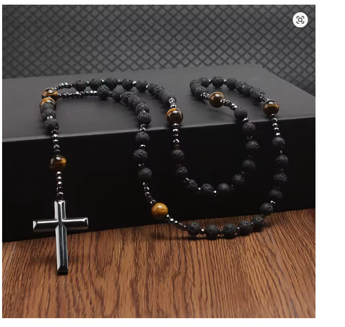 Rose mary beads - cross, necklace