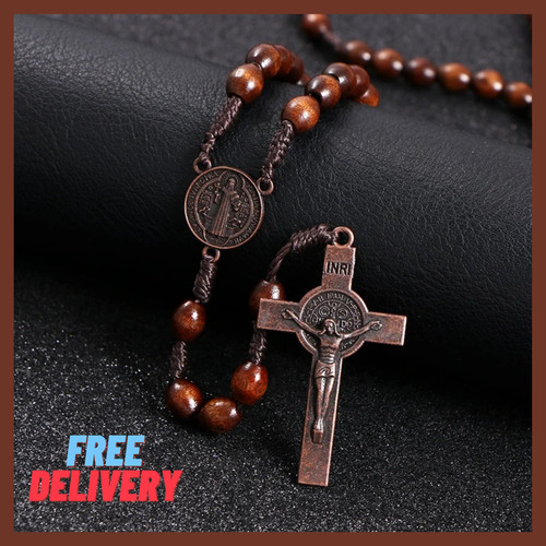 Wooden rosary cross handmade - rosary,