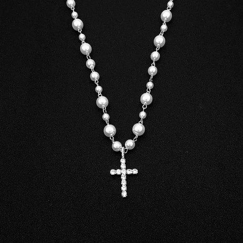 White rosary beads with - rosary,