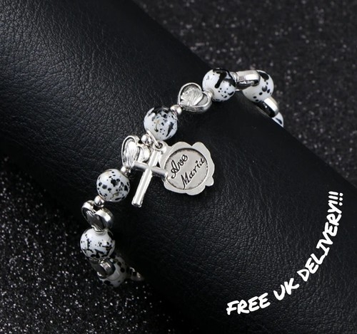 White rosary bracelet catholic - rosary,