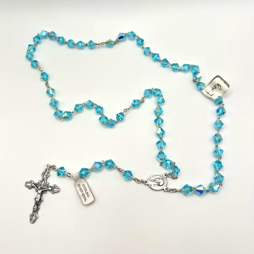 Aqua blue crystal rosary - crystal, beads