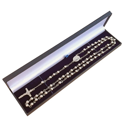 Silver steel rosary - steel, beads