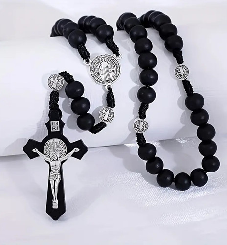 Black wooden rosary with - rosary, st