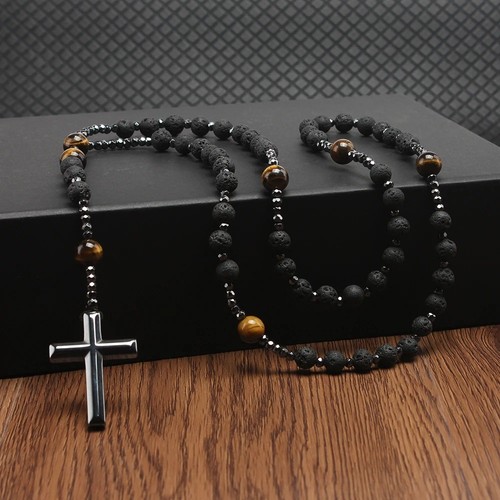 Rose mary beads cross - mary,