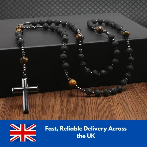 Rose mary beads cross - cross, necklace