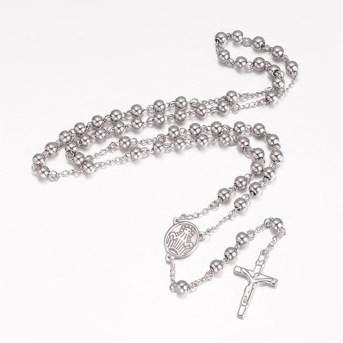 Rosary beads silver steel - beads, in