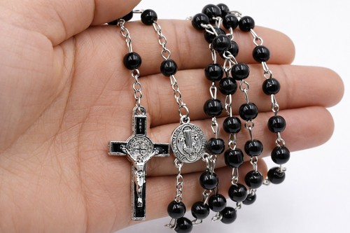 Black rosary beads religious - beads,