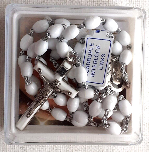 Plastic rosary white - plastic,