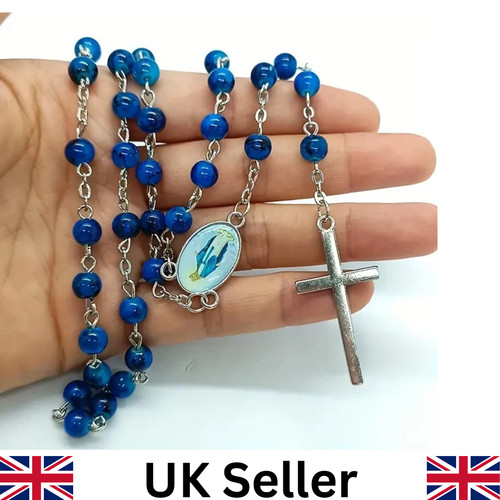 Blue catholic rosary beads - rosary,