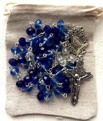 Blue crystal rosary - crystal, genuine