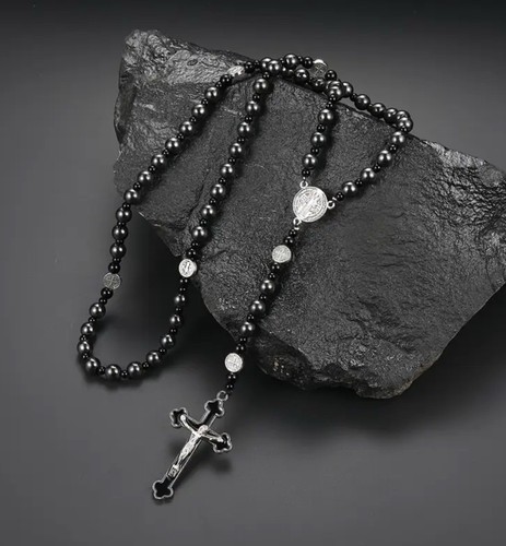 Heavy black rosary - heavy,