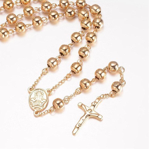 Rosary beads gold steel - gold,