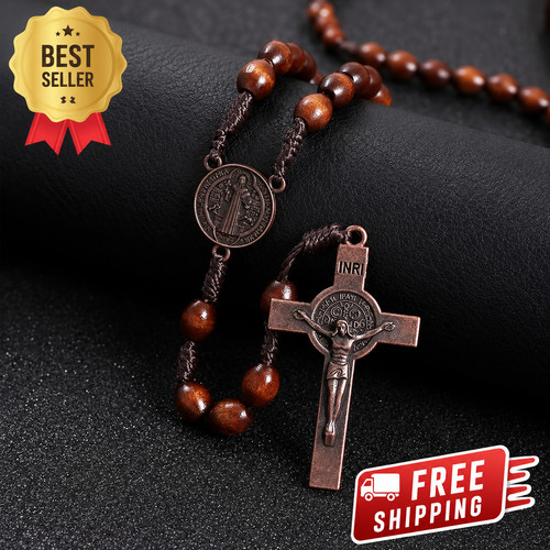 Wooden rosary cross handmade - wooden,