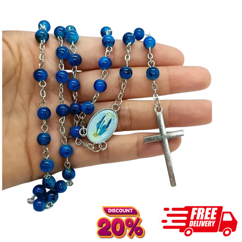 Blue catholic rosary - blue,