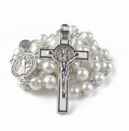 Pearl rosary with benedict - with, st.