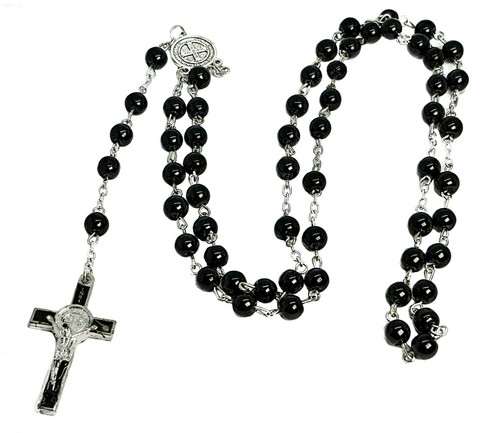 Catholic black rosary bead - black,