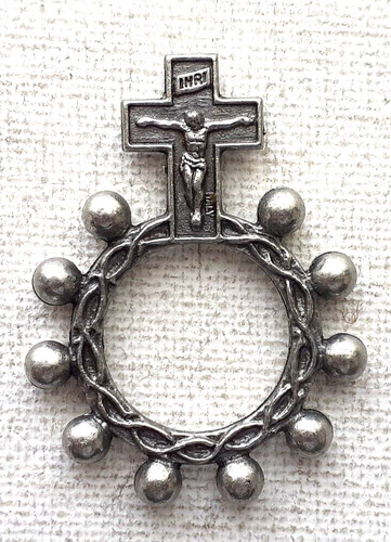 Rosary ring oxydised metal - oxydised,
