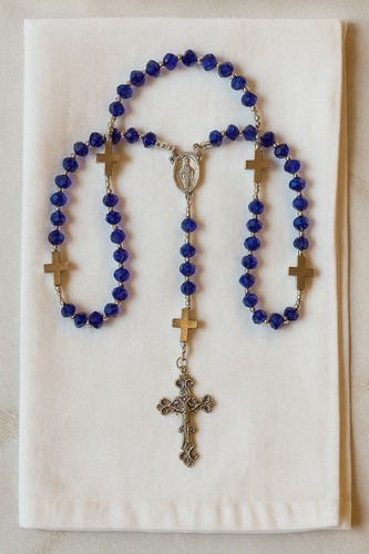 Royal blue crystal rosary - crystal,