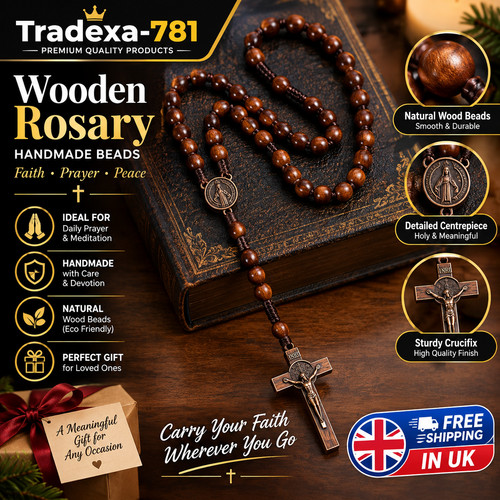 Wooden rosary cross - wooden, handmade