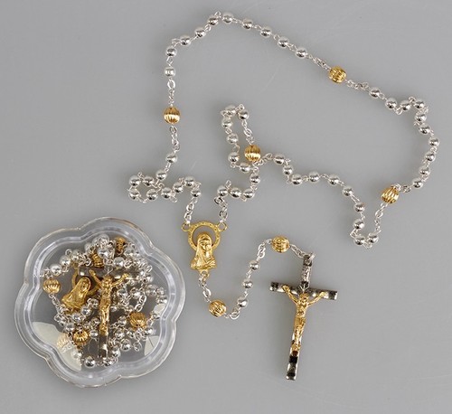 Beautiful metal rosary - rosary, gold