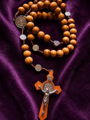 Catholic rosary beads wooden - rosary,