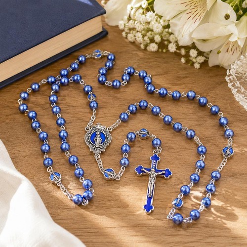 Blue catholic rosary - catholic, beads