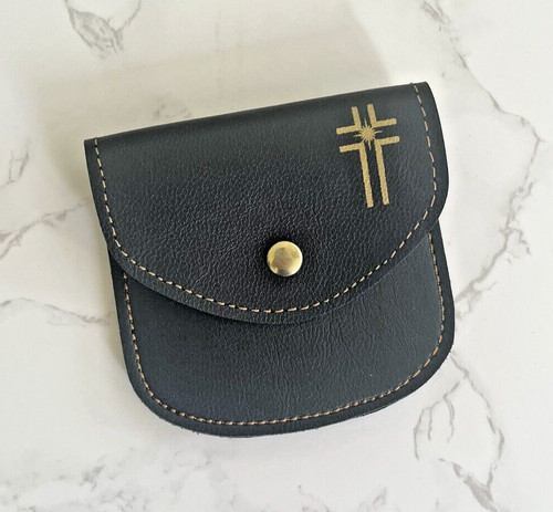 Bonded black leather - black, rosary