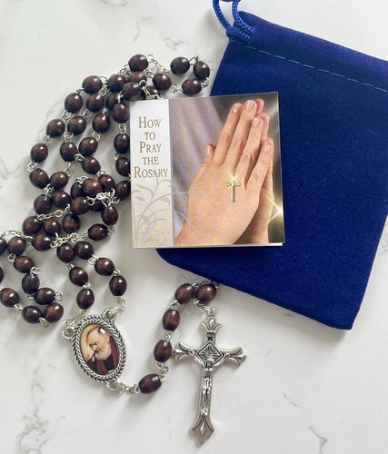 Saint pio padre wood rosary - saint,