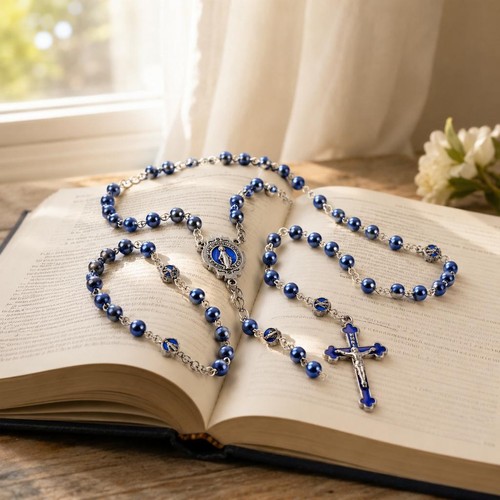 Blue catholic rosary prayer - catholic,