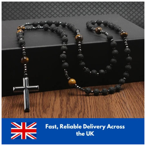 Rose mary beads cross necklace - beads,
