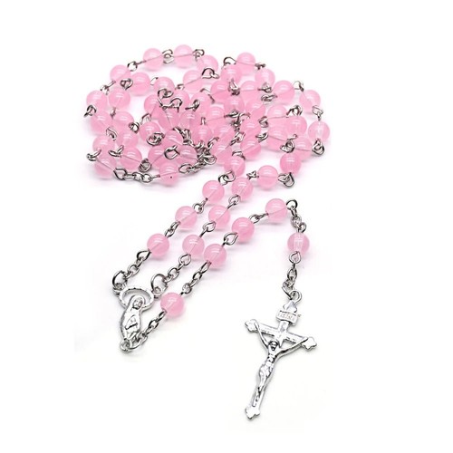 Pink girly woman girl rosary - pink,