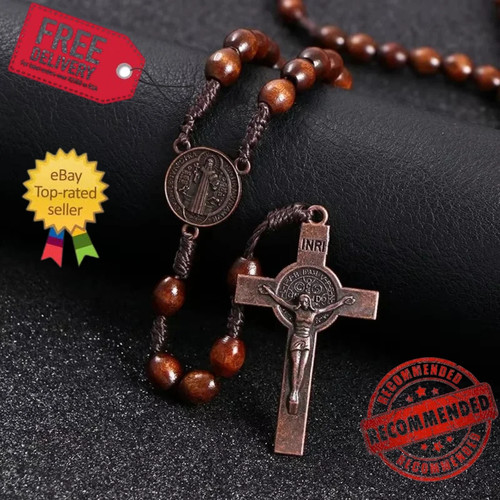 Wooden rosary beads 8mm - wooden, cross