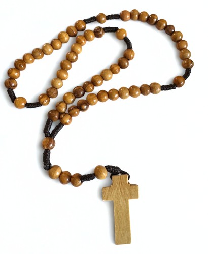 Holy land olive wood rosary - olive,