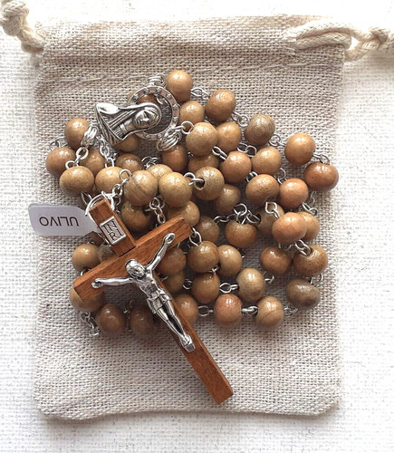 Olive wood rosary round - olive,